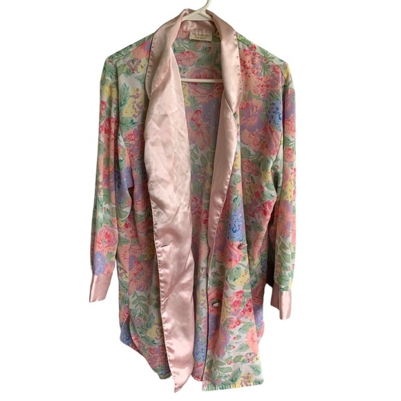 Vintage Victoria’s Secret Robe Floral Gold Label Women’s Size Medium Flowers - Picture 5 of 6